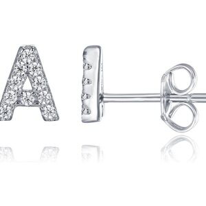 1 Pair 925 Sterling Silver, 14K Gold Plated Alphabet Letter Initial Earrings